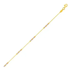 Unbranded 67279-10 14k Tri Color Gold Anklet With Textured Beads Size: