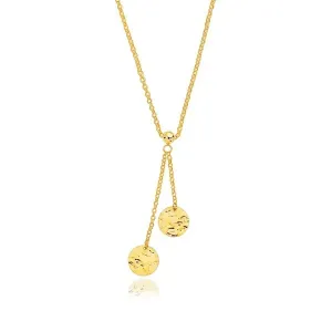 Unbranded 61036-17 14k Yellow Gold Hammered Disc Lariat 17'' Necklace 