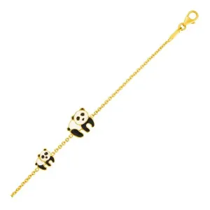 Unbranded 66785-6 14k Yellow Gold Childrens Bracelet With Enameled Pan