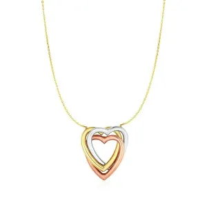 Unbranded 35053-17 Necklace With Heart Pendant In 10k Tri Color Gold S