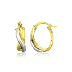 Unbranded 66484 14k Two Tone Gold Oval Twisted Hoop Earrings