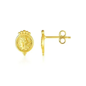 Unbranded 03320 14k Yellow Gold Cameo Motif Post Earrings