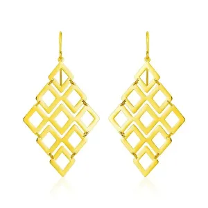 Unbranded 34090 14k Yellow Gold Earrings With Polished Open Diamond Mo