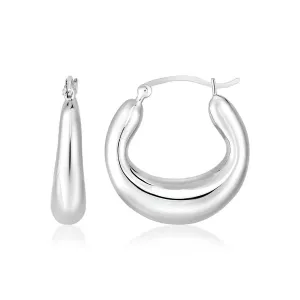 Unbranded 36499 Sterling Silver Polished Puffed Short Oval Hoop Earrin