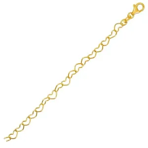 Unbranded 33505-7.5 14k Yellow Gold Open Heart Link Bracelet Size: 7.5