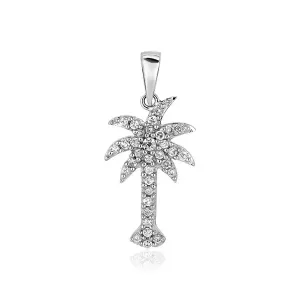 Unbranded 95709 Sterling Silver Petite Palm Tree Pendant With Cubic Zi