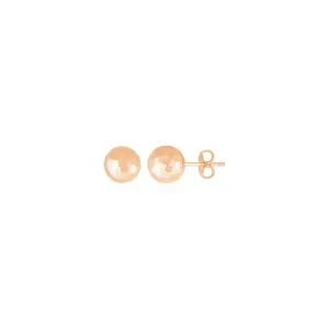 Unbranded 48655 14k Rose Gold Ball Earrings With Faceted Texture