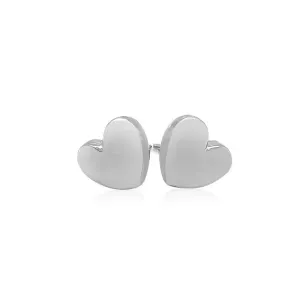 Unbranded 94626 14k White Gold Puffed Heart Shape Shiny Earrings