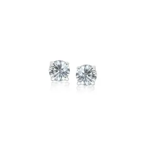 Unbranded 25374 Sterling Silver 3mm Faceted White Cubic Zirconia Stud 