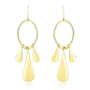 Unbranded 60444 14k Yellow Gold Graduated Teardrop And Open Oval Drop 