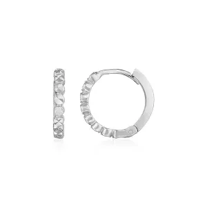 Unbranded 36787 14k White Gold Petite Textured Round Hoop Earrings