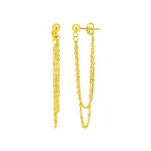 Unbranded 76878 Hanging Chain Post Earrings In 14k Yellow Gold