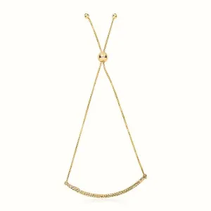 Unbranded 92006-9.25 14k Yellow Gold Chain Bar Lariat Style Bracelet S