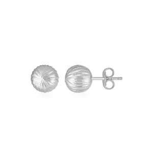 Unbranded 66802 14k White Gold Ball Earrings With Linear Texture