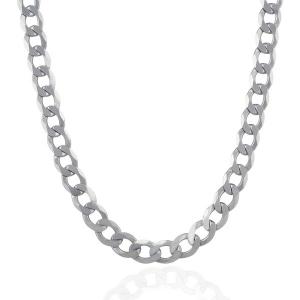 Unbranded 72706-24 Rhodium Plated 9.5mm Sterling Silver Curb Style Cha