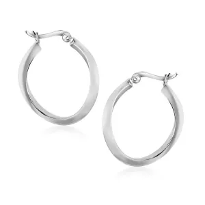 Unbranded 65099 Sterling Silver Twist Design Oval Shape Hoop Earrings