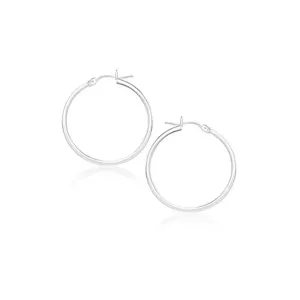 Unbranded 99536 14k White Gold Polished Hoop Earrings (20 Mm)