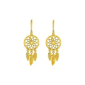 Unbranded 83364 Dream Catcher Earrings In 14k Yellow Gold