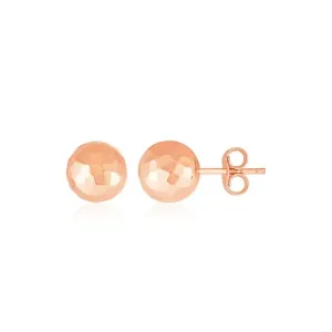 Unbranded 90645 14k Rose Gold Ball Earrings With Faceted Texture