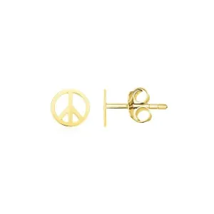 Unbranded 44800 14k Yellow Gold Post Earrings With Peace Signs