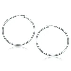 Unbranded 56750 14k White Gold Polished Hoop Earrings (40 Mm)