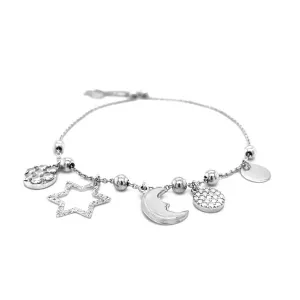 Unbranded 04973-9.25 Adjustable Bead Bracelet With Celestial Charms In