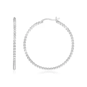 Unbranded 78636 Sterling Silver Round Hoop Earrings With Beaded Textur