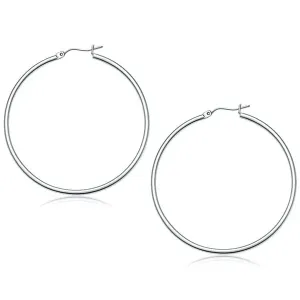 Unbranded 34576 10k White Gold Polished Hoop Earrings (50 Mm)