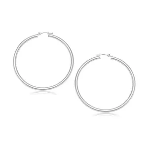 Unbranded 60366 14k White Gold Polished Hoop Earrings (30 Mm)