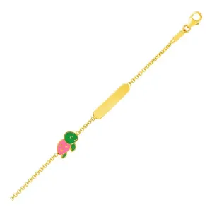 Unbranded 79080-6 14k Yellow Gold Childrens Bracelet With Bar And Enam