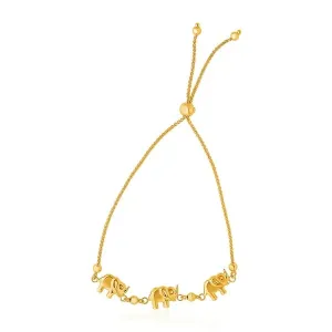 Unbranded 23980-9.25 14k Yellow Gold Elephant Station Lariat Style Bra