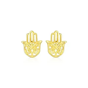 Unbranded 77406 14k Yellow Gold Polished Hand Of Hamsa Post Earrings