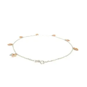 Unbranded 74978-10 14k White And Rose Gold Anklet With Dual Heart Char