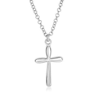 Unbranded 55675-17 Sterling Silver Polished Rounded Cross Necklace Siz