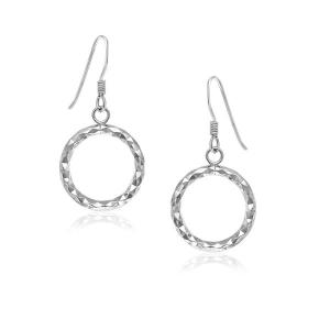 Unbranded 56765 Sterling Silver Textured Open Circle Drop Style Earrin