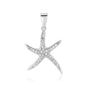 Unbranded 22763 Sterling Silver Starfish Pendant With Cubic Zirconias