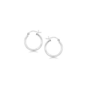 Unbranded 27489 Polished Sterling Silver And Rhodium Plated Hoop Earri