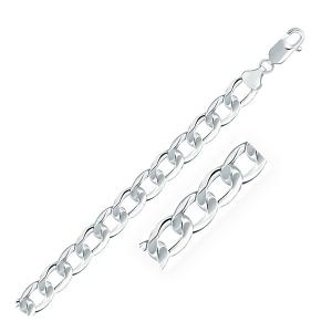 Unbranded 86558-22 Rhodium Plated 8.4mm Sterling Silver Curb Style Cha