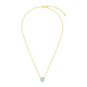 Unbranded 70160-17 14k Yellow Gold 17 Inch Necklace With Cushion Blue 