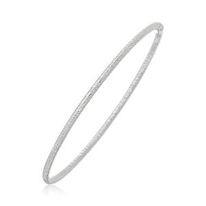 Unbranded 85656-8 14k White Gold Thin Textured Stackable Bangle Size: 