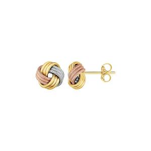 Unbranded 63884 Love Knot Post Earrings In 14k Tri Color Gold