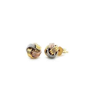 Unbranded 63884 Love Knot Post Earrings In 14k Tri Color Gold