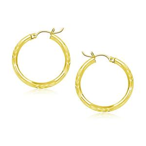 Unbranded 65984 14k Yellow Gold Diamond Cut Hoop Earrings (20mm)