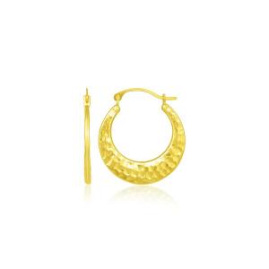 Unbranded 93459 10k Yellow Gold Graduated Textured Hoop Earrings