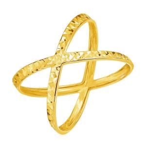 Unbranded 45188-7 14k Yellow Gold Textured X Profile Ring Size: 7