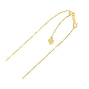 Unbranded 21953-22 14k Yellow Gold Adjustable Cable Chain With Heart A