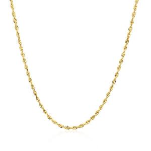 Unbranded 73725-16 14k Yellow Gold Solid Diamond Cut Rope Chain 1.5mm 