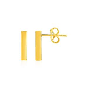 Unbranded 53477 Bar Post Earrings In 14k Yellow Gold