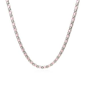 Unbranded 35963-18 Sterling Silver 18 Inch Necklace With Pink Cubic Zi