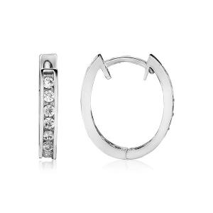 Unbranded 10998 Sterling Silver Oval Hoop Earrings With Cubic Zirconia